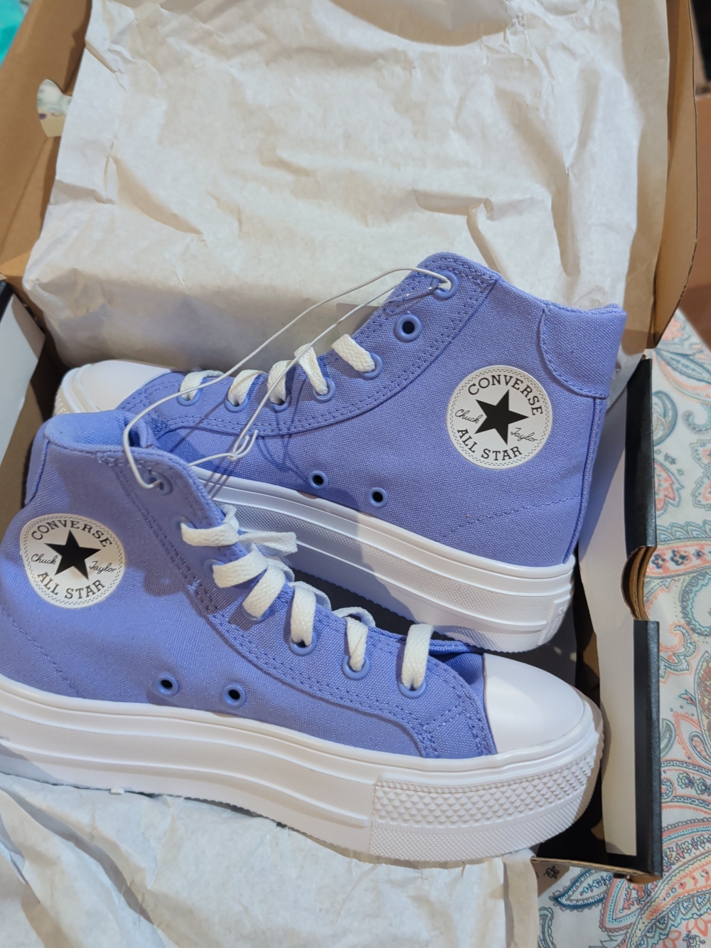 Converse Kids Chuck Taylor All Star High Top Platform Shoes Lavender Size 3 Nib
